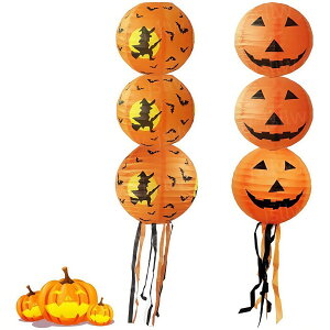 ハロウィン 装飾 飾り 提灯 3個入 直径20/25/30/35/40cm ちょうちん 房飾り ハロウィン 飾り 提灯 カボチャ 魔女 かぼちゃ タッセル オレンジ 和紙提灯 折り畳み式ちょうちん お祭り パーティー 吊