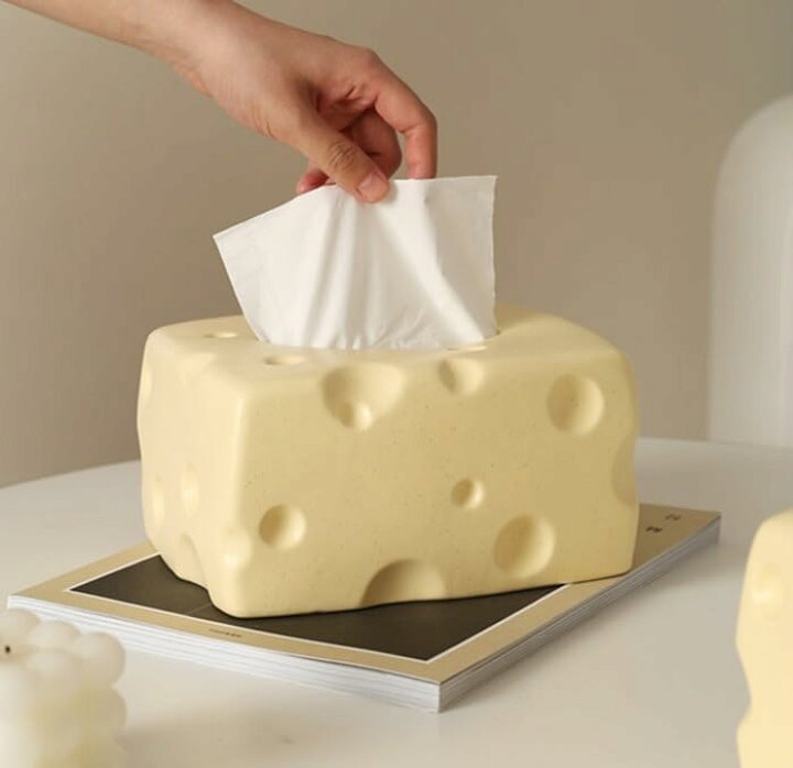 即発】#セラミック 三段 チャビー ティッシュケース シルバー | 70PARK セラミックティッシュボックスカバー、大きな四角いチーズ型ティッシュボックスホルダー、ボトム付き、装飾ティッシュボックス、寝室、バスル