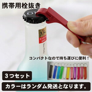 栓抜き 携帯用 3個セット 銀 黒 持ち歩きしやすい ボトルオープナー コンパクト キーホルダー シンプル デザイン カバン アウトドア 旅行 海外 送料無料