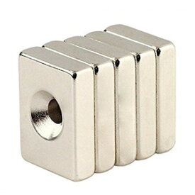 角型 強力マグネット ネオジウム磁石 N50磁石 皿穴付きマグネット ネオジウム 20×15×5mm 穴：4mm 5個セット