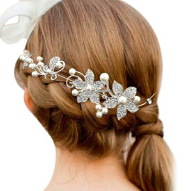 ヘッドドレス ウェディング バックカチューシャ 髪飾り ヘアアクセサリー ブライダル 結婚式 花 花嫁 ロング