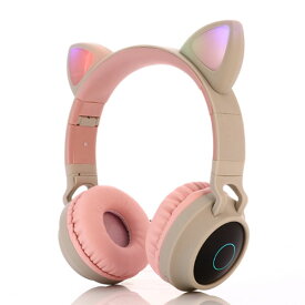 ゲーミングヘッドセット 猫耳 ワイヤレス ヘッドホン かわいい PC スマホ 高音質 無線 LED ライト
