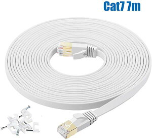 Cat7 LAN�P�[�u�� 7m �z���C�g,�C�[�T�l�b�g�P�[�u�� �E���g���t���b�g�P�[�u�� ���� STP �ܐ܂�h�~ RJ45�R�l�N�^ �M�K�r�b�g10...