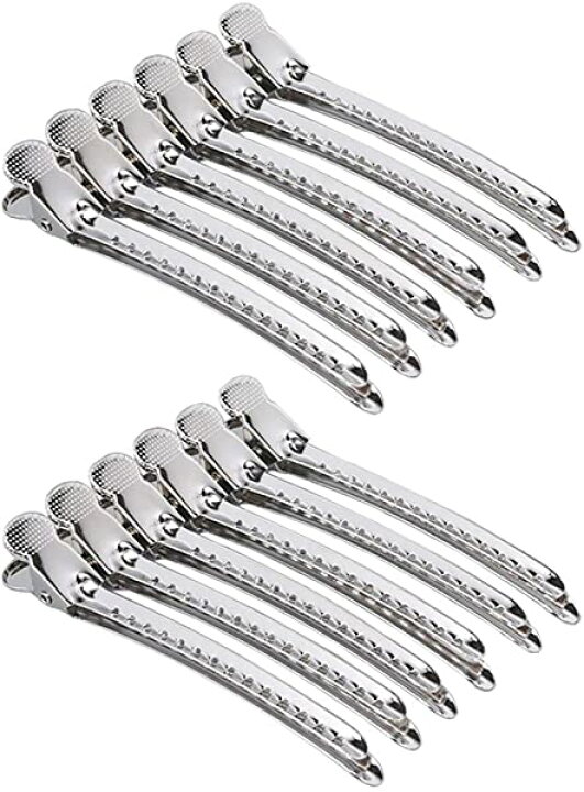 楽天市場 ヘアクリップ 12本セット プロ用 美容業界 美容師 前髪 業務用 強力 跡がつかない 髪留め ヘアピン ワニクリップ ステンレスシル Deer Shop
