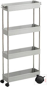 キッチンワゴン 収納ワゴン キッチンラック キッチン収納カート 隙間ワゴン 収納棚 キッチン収納棚 収納ラック キャスター付き ホワイト スリム 隙間収納 4段 幅13cm/幅22.5cm 耐荷重 おしゃれ