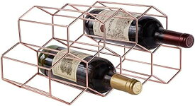 ワインラック ワインボトルホルダー 積み重ね式 7本用 ワイン棚 ワイン収納 ワインスタンド ワインストレージ (ローズ ゴールド 7 ボトル)