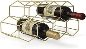 ワインラック ワインボトルホルダー 積み重ね式 7本用 ワイン棚 ワイン収納 ワインスタンド ワインストレージ (ゴールド 7 ボトル)