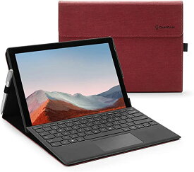 Surface GO ケース 10.5インチ 表面 内蔵 保護カバー 多視角 スタンド 軽量 薄型 ペンホルダー付き PU スマート カバー (カラー ローズレッド)