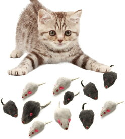 ネズミ 16個入 ネコおもちゃ ネズミぬいぐるみ 猫用玩具 猫遊び 噛むおもちゃ 運動不足解消 ストレス解消 灰 白色 ランダム