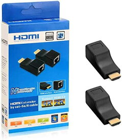 HDMI to RJ45 変換アダプター HDMIトランシーバ HDMI コンバータ 延長器 TX RX 4K 2K 1080P 3D CAT5E 6 LAN イーサネットアダプター30M 拡張 HDMI送受信機 2色 (ブラック.)