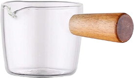 ミルクパン 木製 ハンドル付き 和式 ガラス多機能皿 コーヒー デザート作り (100ml)