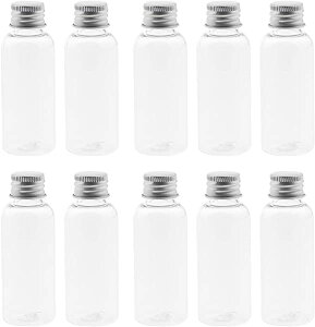 小瓶 ミニボトル 小物入れ 保存容器 小分け 【 50ml 10個セット 】 スパイスボトル 調味料ボトル ガラスボトル PETプラスチック製 丸薬、小物、液体などの保管,party、喫茶店、結婚式