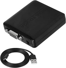 HDMI VGA 1080P ミニ HDMI VGA+R/L コンバーター オーディオ ビデオ アダプター ボックス USB ケーブル付き 1920x1200 PC ラップトップ ディスプレイ プロジェクター用 (HDMI VGA)