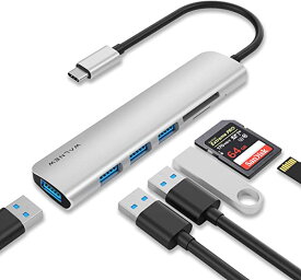 USB C ハブ 6in1 USB Type C HUB 変換アダプタ USB 3.0ポート4つ 高速データ転送 タイプC ハブ TFカード/SDカードMacBook Pro/MacBook Air/iPad Pro Samsung Galaxy など デバイス対応 (Silver) 送料無料