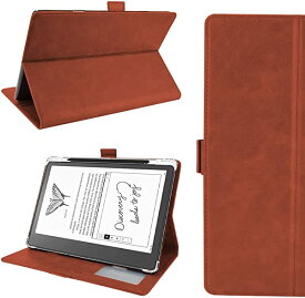 NEW Kindle Scribe (2022年発売) ケース ペンホルダー付きスタンド機能付き 手帳型ケース高級PU レザー 全面保護型 超軽量 傷つけ防止 耐久性 Kindle Scribe 10.2インチ用 スマートカバー (褐色) 送料無料