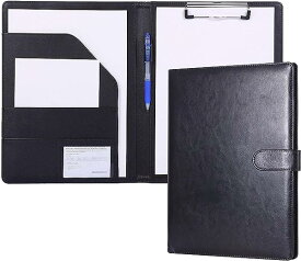 クリップボード フォルダ PU 会議パッドクリップファイルバインダーA4デスクパッド署名フォルダ A4書類フォルダー 契約書サイン専用 オフィス用品 事務用品 (黒)