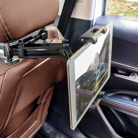 タブレット 車載ホルダー ヘッドレスト ホルダー iPad 車載ホルダー 後部座席 スマホ スタンド 伸縮調整 360度回転 4.7～12.9インチ 全機種対応