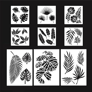 9枚セット描画テンプレート ステンシルシート プレート葉っぱ 植物 子供 手帳用 製図用 絵画テンプレート 描画ツール 絵描き道具 塗り絵 DIYアルバム 絵図 手帳用に (植物) 送料無料