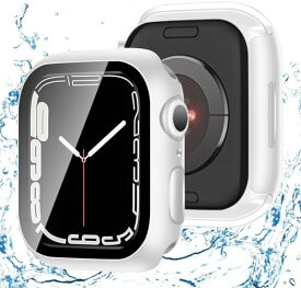 アップルウォッチ カバー Apple Watch カバー 45mm 対応 ケース PC+ガラス 一体型 スマートウォッチ 保護 ケース 対応 アップルウォッチ9/8/7 Apple Watch 9/8/7 (45mm,防水のホワイト) 送料無料