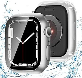 アップルウォッチ カバー Apple Watch カバー 45mm 対応 ケース PC+ガラス 一体型 スマートウォッチ 保護 ケース 対応 アップルウォッチ9/8/7 Apple Watch 9/8/7 (45mm,防水のシルバー) 送料無料