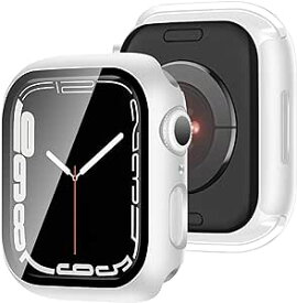 アップルウォッチ カバー Apple Watch カバー 45mm 対応 ケース PC+ガラス 一体型 スマートウォッチ 保護 ケース 対応 アップルウォッチ9/8/7 Apple Watch 9/8/7 (45mm,ホワイト) 送料無料