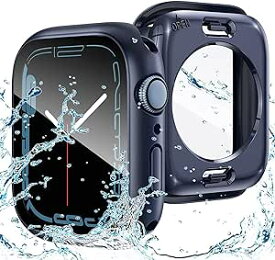 アップルウォッチ カバー Apple Watch カバー 45mm 対応 ケース 360 完全防水 AppleWatch IP68完全防水 保護 ケース 対応 アップルウォッチ9/8/7 Apple Watch 9/8/7 (45mm,ブルー) 送料無料
