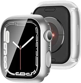 【2枚セット】 アップルウォッチ カバー ケース 45mm 対応 ケース PC+ガラス 一体型 スマートウォッチ 保護 ケース 対応 アップルウォッチ9/8/7 Apple Watch 9/8/7 (45mm,シルバー) 送料無料