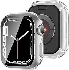 【2枚セット】 アップルウォッチ カバー ケース 45mm 対応 ケース PC+ガラス 一体型 スマートウォッチ 保護 ケース 対応 アップルウォッチ9/8/7 Apple Watch 9/8/7 (45mm,クリア) 送料無料