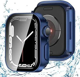 【2枚セット】 アップルウォッチ カバー ケース 45mm 対応 ケース 3D 直角エッジ デザイン 耐衝撃 全面保護 超薄型 スマートウォッチ 保護 ケース 対応 アップルウォッチ9/8/7 Apple Watch 9/8/7 (45mm,防水のブルー) 送料無料