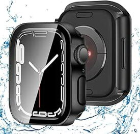アップルウォッチ カバー Apple Watch カバー 45mm 対応 ケース 3D 直角エッジ デザイン 耐衝撃 全面保護 超薄型 スマートウォッチ 保護 ケース 対応 アップルウォッチ9/8/7 Apple Watch 9/8/7 (45mm,防水のブラック) 送料無料