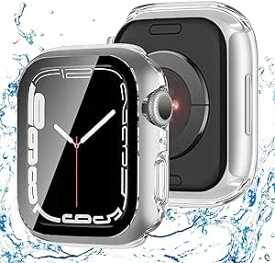 【2枚セット】 アップルウォッチ カバー ケース 45mm 対応 ケース PC+ガラス 一体型 スマートウォッチ 保護 ケース 対応 アップルウォッチ9/8/7 Apple Watch 9/8/7 (45mm,防水のクリア)