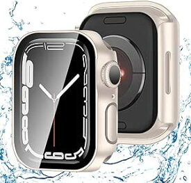 アップルウォッチ カバー Apple Watch カバー 45mm 対応 ケース 3D 直角エッジ デザイン 耐衝撃 全面保護 超薄型 スマートウォッチ 保護 ケース 対応 アップルウォッチ9/8/7 Apple Watch 9/8/7 (45mm,防水のStarlight) 送料無料