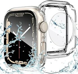 アップルウォッチ カバー Apple Watch カバー 45mm 対応 ケース 360 完全防水 AppleWatch IP68完全防水 保護 ケース 対応 アップルウォッチ9/8/7 Apple Watch 9/8/7 (45mm,クリア) 送料無料
