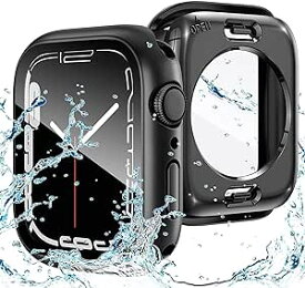 アップルウォッチ カバー Apple Watch カバー 45mm 対応 ケース 360 完全防水 AppleWatch IP68完全防水 保護 ケース 対応 アップルウォッチ9/8/7 Apple Watch 9/8/7 (45mm.ブラック) 送料無料