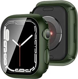 アップルウォッチ カバー Apple Watch カバー 45mm 対応 ケース PC+ガラス 一体型 スマートウォッチ 保護 ケース 対応 アップルウォッチ9/8/7 Apple Watch 9/8/7 (45mm,グリーン) 送料無料