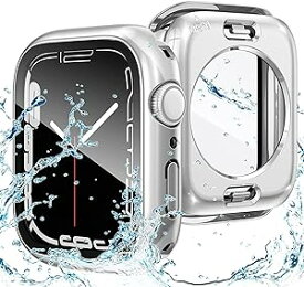 アップルウォッチ カバー Apple Watch カバー 45mm 対応 ケース 360 完全防水 AppleWatch IP68完全防水 保護 ケース 対応 アップルウォッチ9/8/7 Apple Watch 9/8/7 (45mm,シルバー) 送料無料