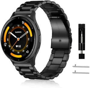 Garmin Venu 3 / Venu 2 / Garmin vivoactive 4 / Garmin Active �����x���g 22mm �X�e�����X�� �����o���h �����o���h �X�g���b�v �h�K �ϋv �r�W�l�X Garmin Forerunner 265 / 255 / 255 Music �p �u���b�N
