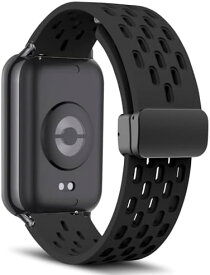 Xiaomi Redmi Watch 4 / Xiaomi Mi Band 8 Pro/Xiaomi Smart Band 8 Pro バンド 交換 ベルト シリコン製 マグネット付き スポーツバンド ストラップ 替えバンド 交換ベルト 柔らかい バンド ブラック