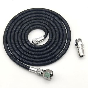 エアブラシホース 1.8M ナイロン編組 エアブラシ用 エアーホース エアポンプ接続ホース エアブラシホース ブレードホース 1/8 1/4 接続用 フィッティング ジョイント付き