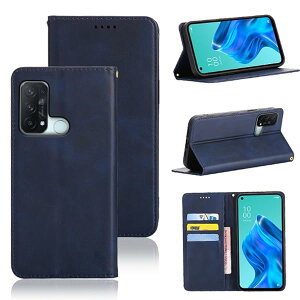 OPPO Reno5 A ケース 手帳型 OPPO Reno 5A 手帳型ケース Reno5 A スマホケース カバー PUレザー カード収納 財布型 耐衝撃 マグネット スタンド機能付き (OPPO Reno5A ケース 手帳型) (深い青) 送料無料