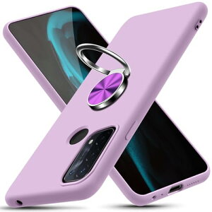 OPPO Reno5 A ケース リング 薄型 軽量 TPU シリコン リング付き 回転 車載ホルダー 耐衝撃 カメラ保護 オッポ reno 5a ケース カバー ストラップ穴付き 柔軟 指紋防止 着脱しやすい スマホケース 紫