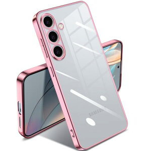 Galaxy S25 ケース クリア SC-51F SCG31 耐衝撃 ギャラクシーS25 カバー 透明 メッキ加工 完全な保護 落下防止 黄変防止 ファッション 薄型 軽量 TPU 柔らかい ワイヤレス充電 人気 保護カバー (ローズ