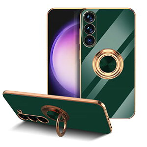 Galaxy S23+ 5G �P�[�X �����O�t�� �J�o�[ TPU �X�^���h �M�����N�V�[S23+ �p �X�}�z�P�[�X ���� �C�菝�h�~ �����h�~ �ԍڃz���_�[ 360°��] �P�[�X Galaxy S23+ 5G (�_�[�N�O���[��) ��������