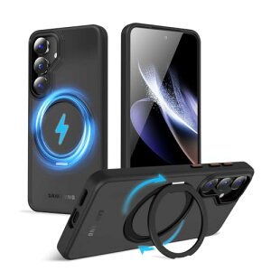 Galaxy S25 �P�[�X �����O MagSafe ��]�X�^���h ���C�����X�[�d �����O�t�� �}�O�Z�[�t �������� �����h�~ �ϏՌ� ������ �h�w�� �u���b�N ��������
