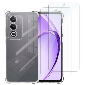 OPPO A3 5G ケース クリア (1個)+ ガラスフィルム (2枚) oppo a3 5g 液晶 保護フィルム 気泡ゼロ 飛散防止 耐衝撃 透明な背面 スマホケース 透明 TPU カバー 携帯ケース 指紋防止 送料無料