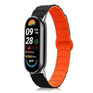 Xiaomi Smart Band 10 / Xiaomi Smart Band 9 / 8 交換バンド 磁気 シリコン 時計ベルト マグネット 交換ベルト 柔らかい 防水 通気性 長さ調節 スポーツ 交換ストラップ シャオミ スマートバンド 10 / 9 / 8