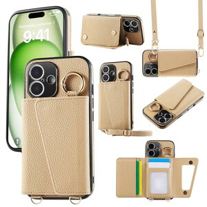 iPhone 16 Plus �P�[�X �蒠�^ �����O �X�}�z�J�o�[ ���|�� �΂߂��� �V�����_�[ �X�g���b�v�t�� PU���U�[+TPU �w�ʃP�[�X ���D���� ���K���� ���z�^ IC�J�[�h���[ �X�^���h�@�\ �{�^�����C �ϏՌ� 