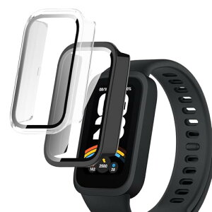 Xiaomi Smart band 9 Active �P�[�X �K���X�t�B����+PC�t���[�� ��̌^ �ی�t�B���� �S�ʕی�P�[�X �ی�J�o�[ �����ߗ� �S�ʕی� �ϏՌ� �w��h�~ �������� �h���h�o �����ȒP Xiaomi Smart band 9 Active 