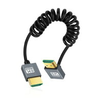 HDMIケーブル HDMI 2.1 オス - HDMI オス 8K 60Hz ストレッチ コイルケーブル 90 度上向き角度 HDTV コン…