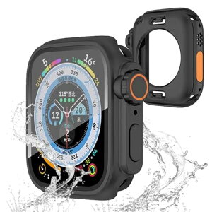 Apple Watch Series9 / 8 / 7 (45mm) �A�b�v���E�H�b�` �J�o�[360°�h���P�[�X ���b��Ultra��̌^ PC+�K���X�f�� �S�ʕی� �ϏՌ� �����ȒP Apple Watch�ی�J�o�[ (Series9 / 8 / 7,45mm,�u���b�N)